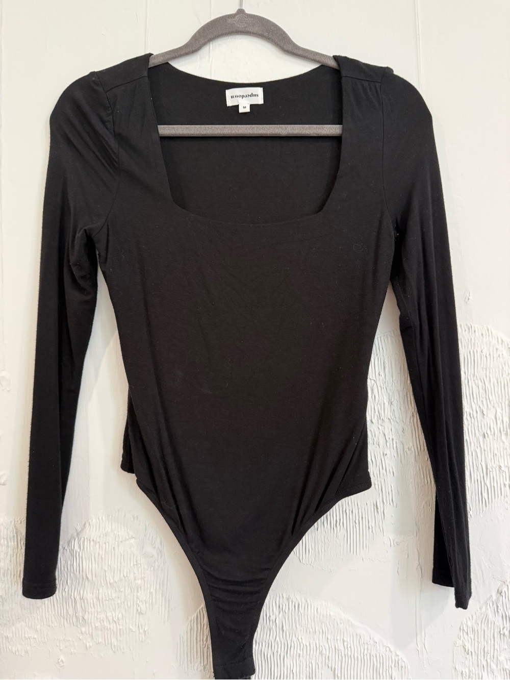 superdown Black Long Sleeve Square Neck Bodysuit